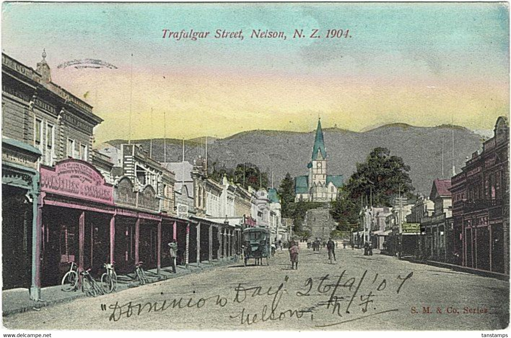 NEW ZEALAND - FRANCE TRAFALGAR ST NELSON POSTCARD 1907 - Lettres & Documents