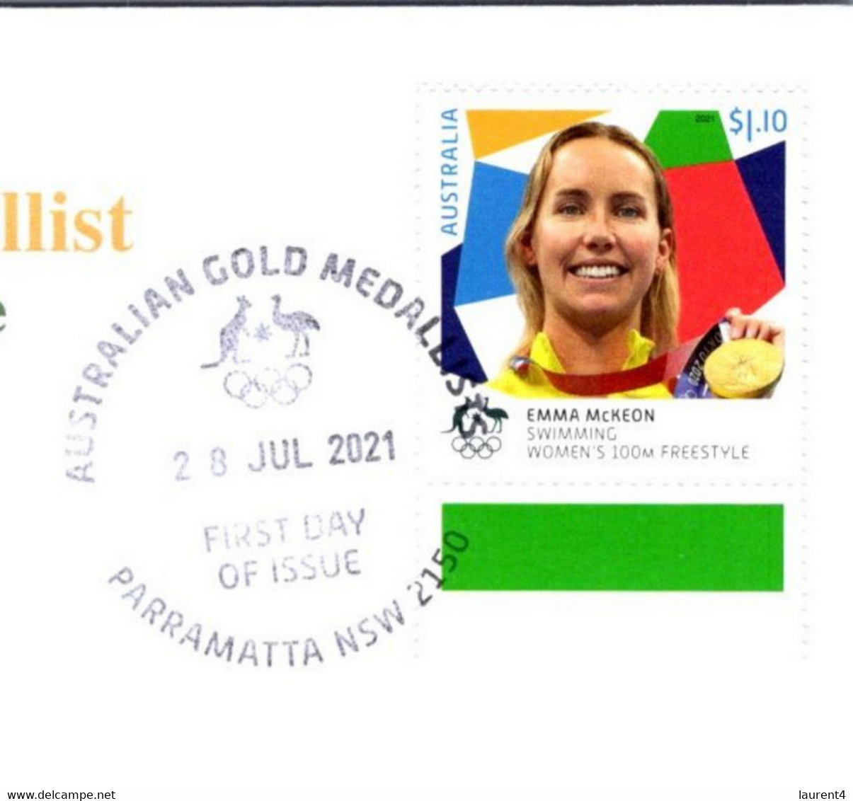 (2 A 15) 2020 Tokyo Summer Olympic - Australia Gold Medal FDI Cover Postmarked NSW Parramatta (swimming) With Wrong Date - Sommer 2020: Tokio