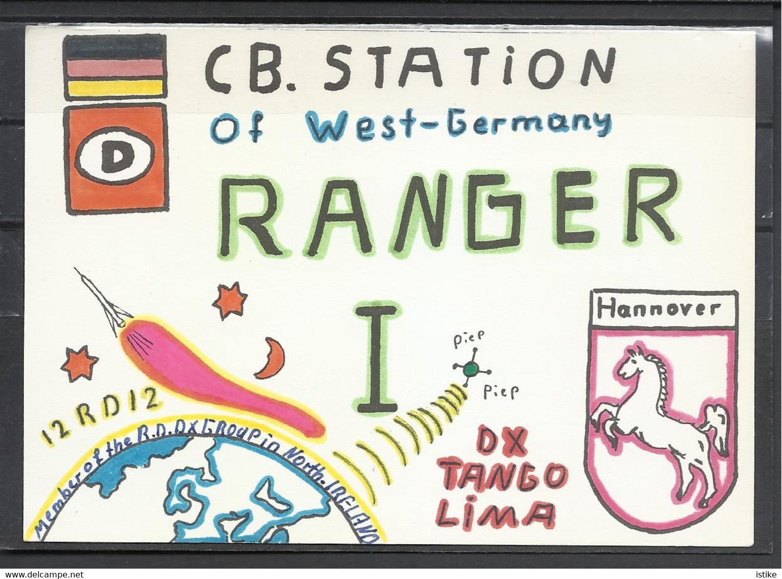 Germany, CB Station Ranger, Hannover, 1985, Hand Drawn. - CB