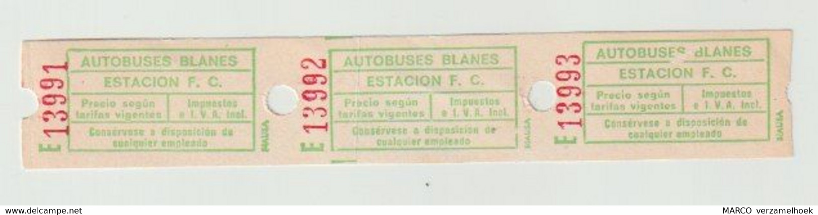 Carte D'entrée-toegangskaart-ticket: Autobuses Blanes España (E) - Europe