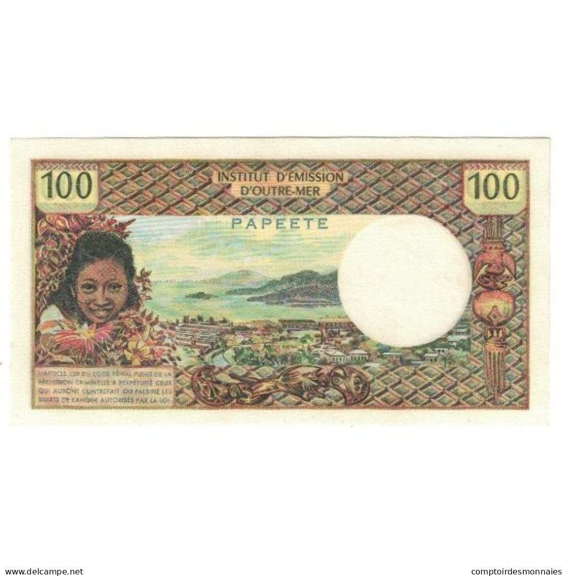 Billet, Tahiti, 100 Francs, KM:23, NEUF - Papeete (Polynésie Française 1914-1985)