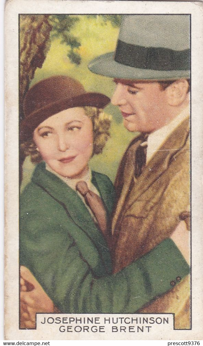 13 Josephine Hutchinson & George Brent  - Film Partners 1936 - Gallaher Cigarette Card - Original- Movies - Cinema - Gallaher