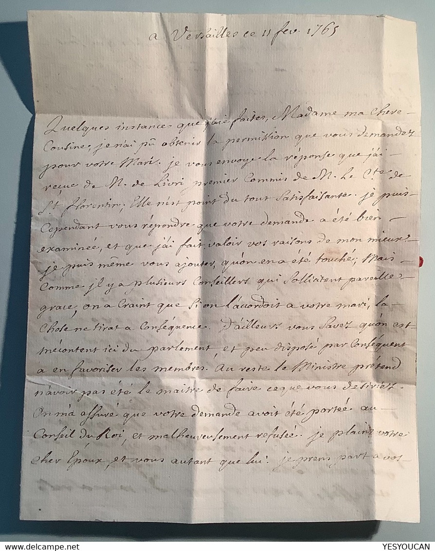 1765 Lettre LAVAL 51 Autographe Plessis D‘ Argentré évêque Limoges Député Versailles(France Révolution Rennes Châlus 87 - 1701-1800: Précurseurs XVIII