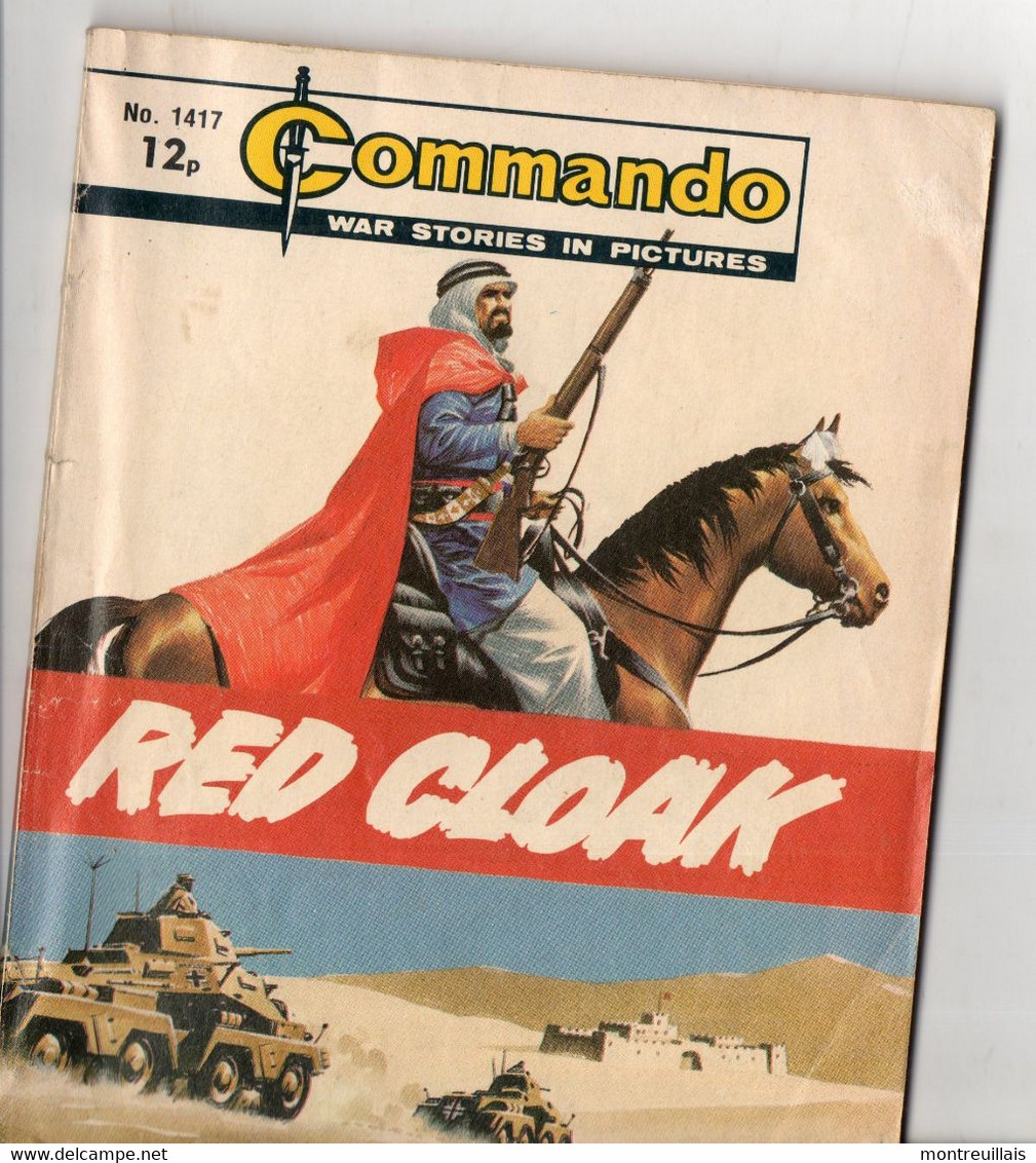 Bande Dessinée, Commando, War Stories In Pictures, RED CLOAK, 66 Pages, De 1980, Format 17,5 X 14 - Colecciones