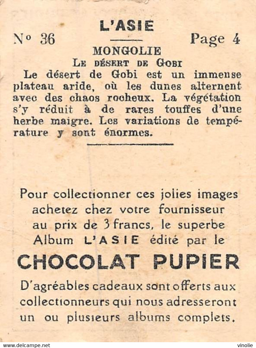 PIE-FO-21-2887 : MONGOLIE. DESERT DE GOBI. EDITION DU CHOCOLAT PUPIER. - Mongolia