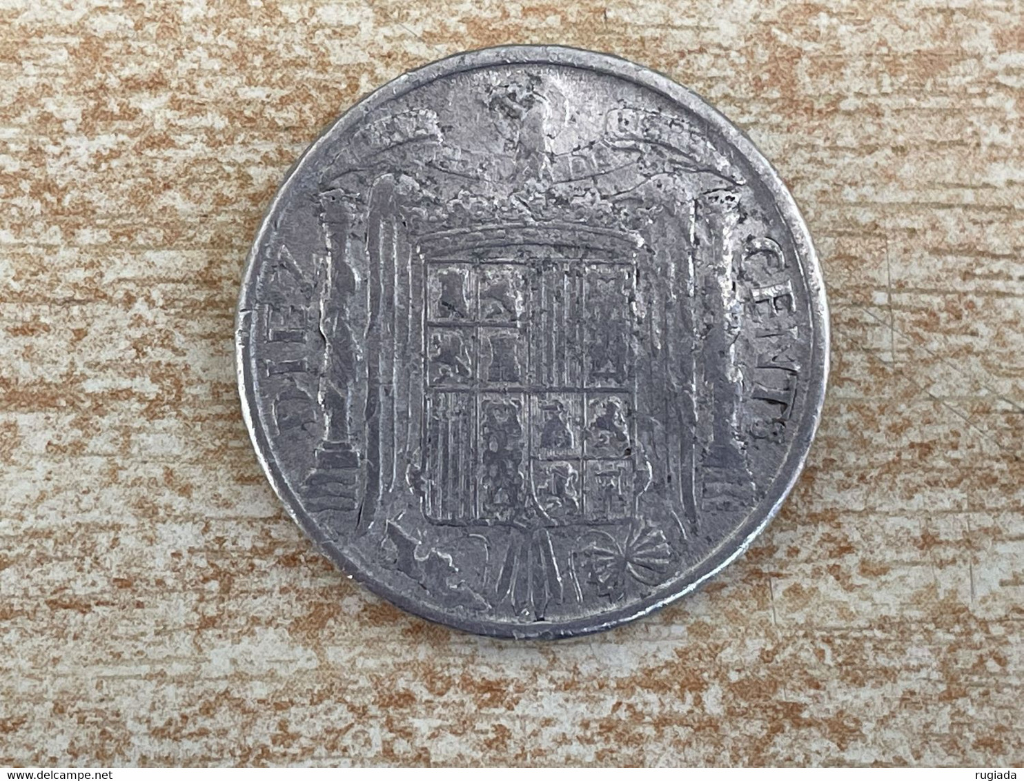 1953 Spain Espana Diez 10 Centimos Coin, Aluminium, Fine Condition - 10 Centiemen