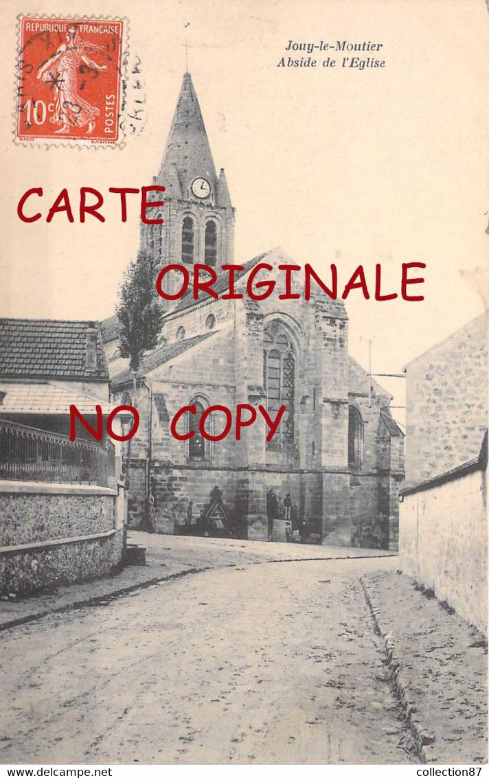 95 ☺♦♦ JOUY Le MOUTIER < LOT De 2 CARTES - PLACE De L'EGLISE + ABSIDE De L'EGLISE - CPA VISIBLES RECTO VERSO - Jouy Le Moutier