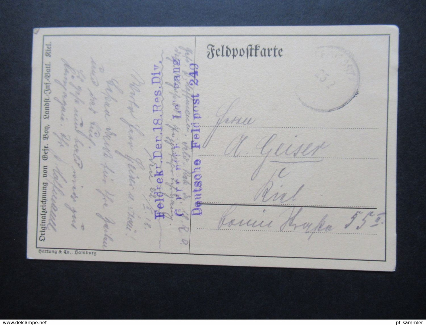 Feldpost 1.WK 1918 Künstler AK Montmedy Zeichnung Gefreiter Bon Stempel Feldrekr. Der 18. Res. Div Deutsche Feldpost 249 - Montmedy