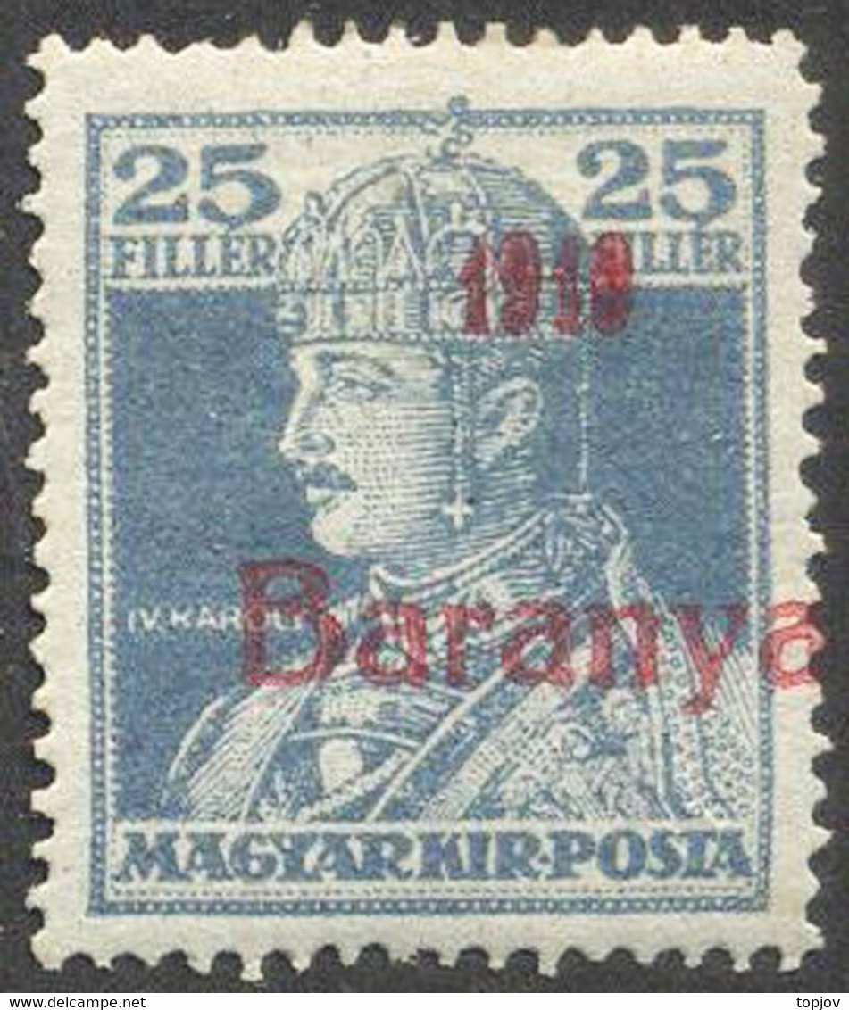 SRBIA - HUNGARY - BARANYA - KARLO 25f Rot Ovpt. I Type - *MLH - AT - Baranya