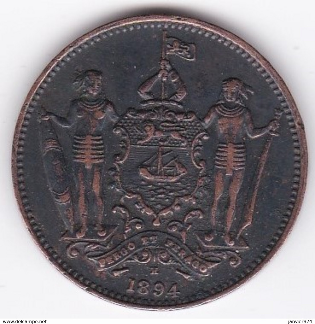 British North Borneo, One Cent 1894 H .Victoria. En Bronze. KM# 2. Rare - Malaysie