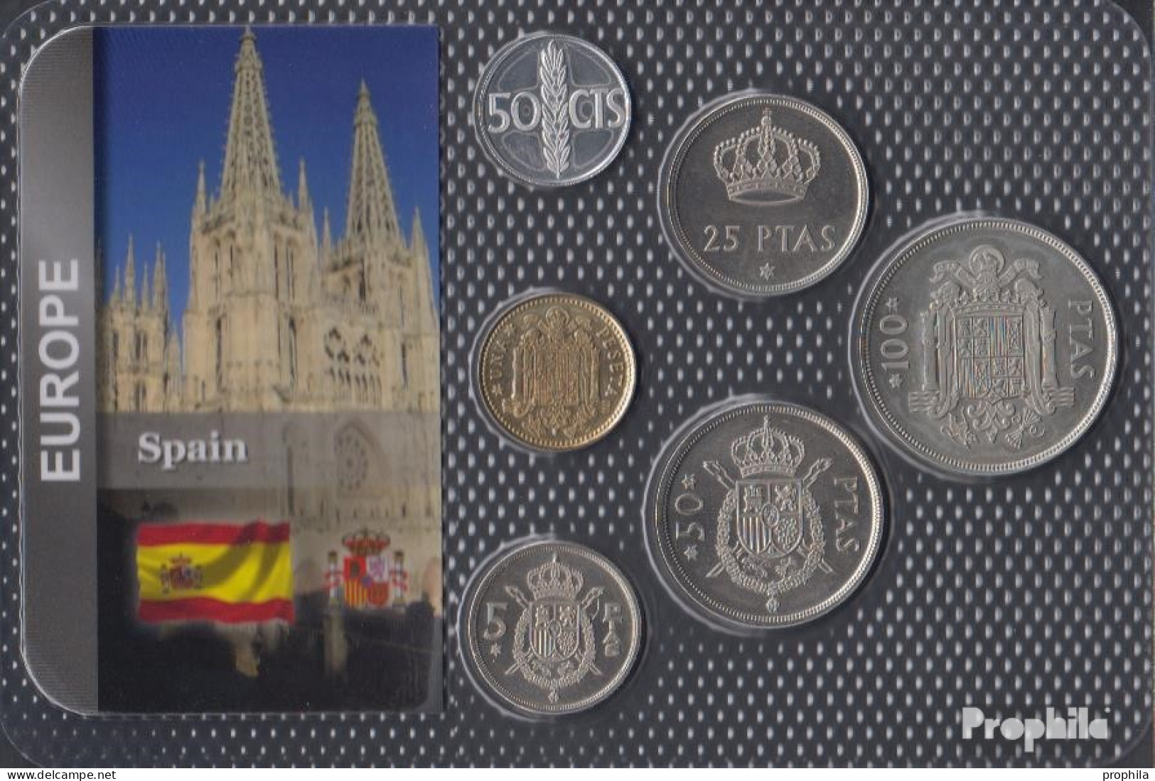 Spanien 1975 Stgl./unzirkuliert Kursmünzen Stgl./unzirkuliert 1975 50 Centimos Bis 100 Pesetas - Ongebruikte Sets & Proefsets