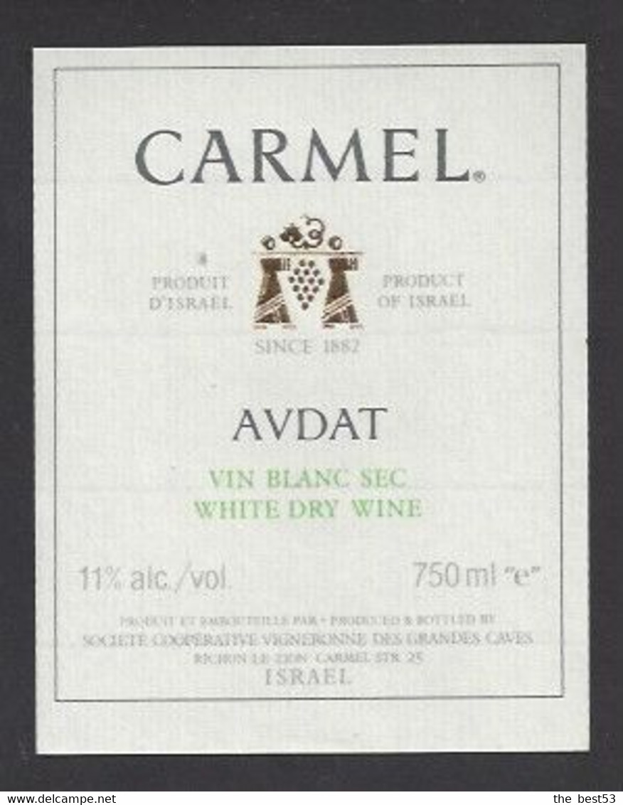 Etiquette De Vin  Blanc Sec  -  Avdat   -  Israël  -  Thème Porteurs De Grappe - Bicentenaire De La Révolution Française