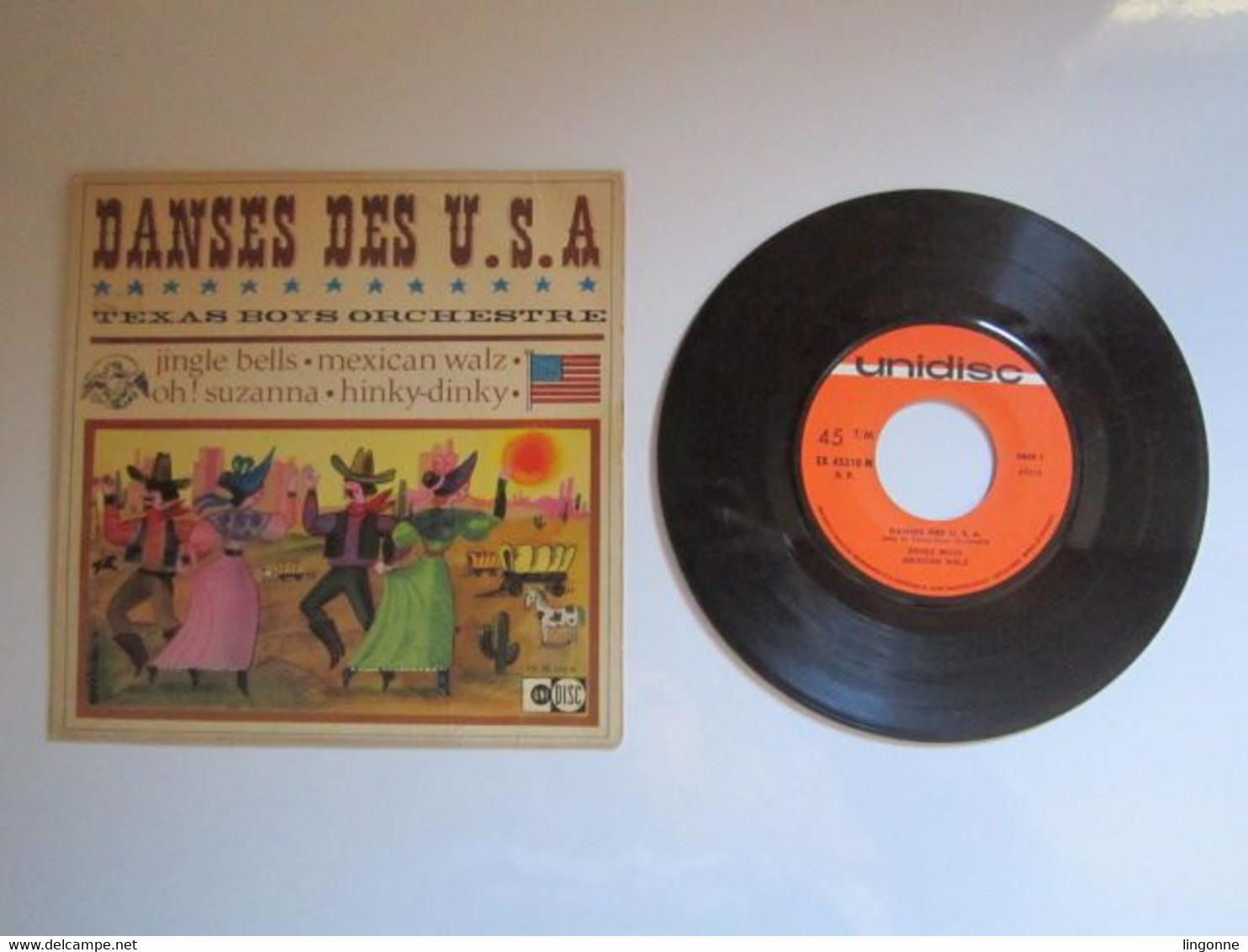 1965 Vinyle 45 Tours Texas Boys Orchestre ‎– Danses Des U.S.A. Jingle Bells Mexican Walz Oh, Suzanna Hinky - Dinky - Country & Folk