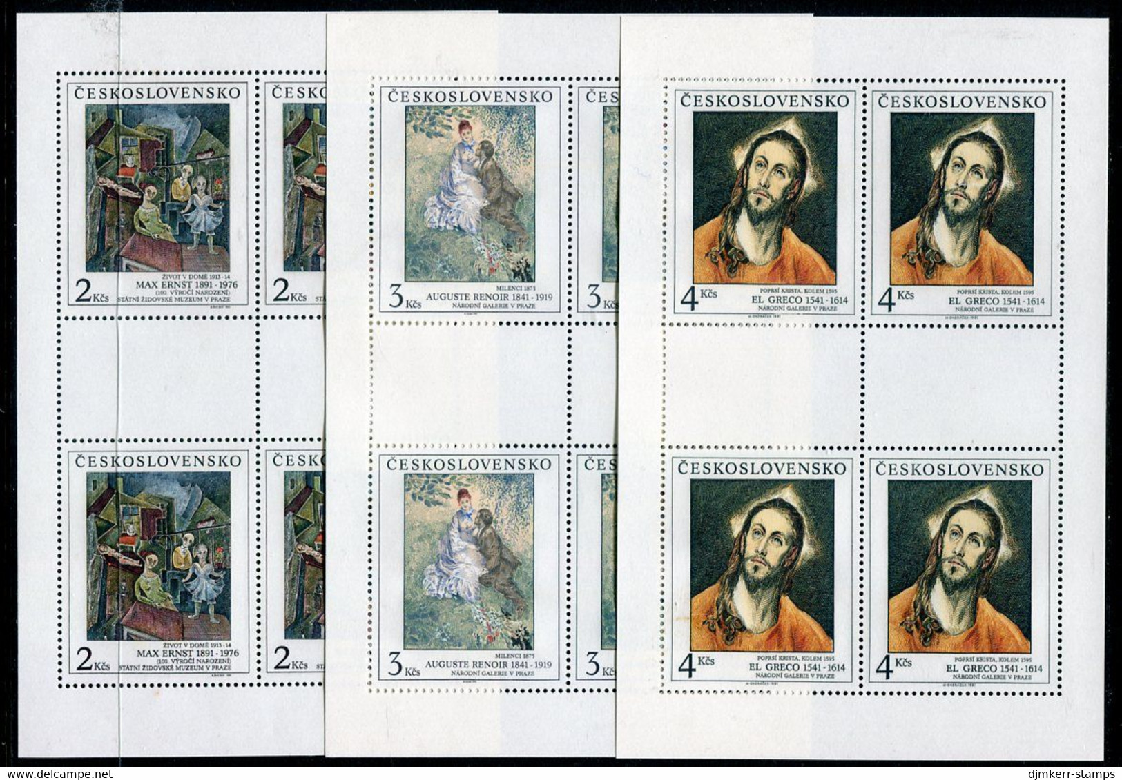 CZECHOSLOVAKIA 1991 National Gallery Paintings Set Of 5 Values In Sheetlets MNH / **.    Michel 3102-06 - Ungebraucht