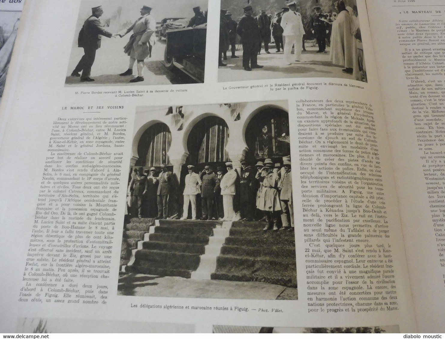 1929 :Croisière d'Alain Gerbault; Fête des narcisses à Montreux; Moulin de la Roche à Jouy-St-Prest; etc