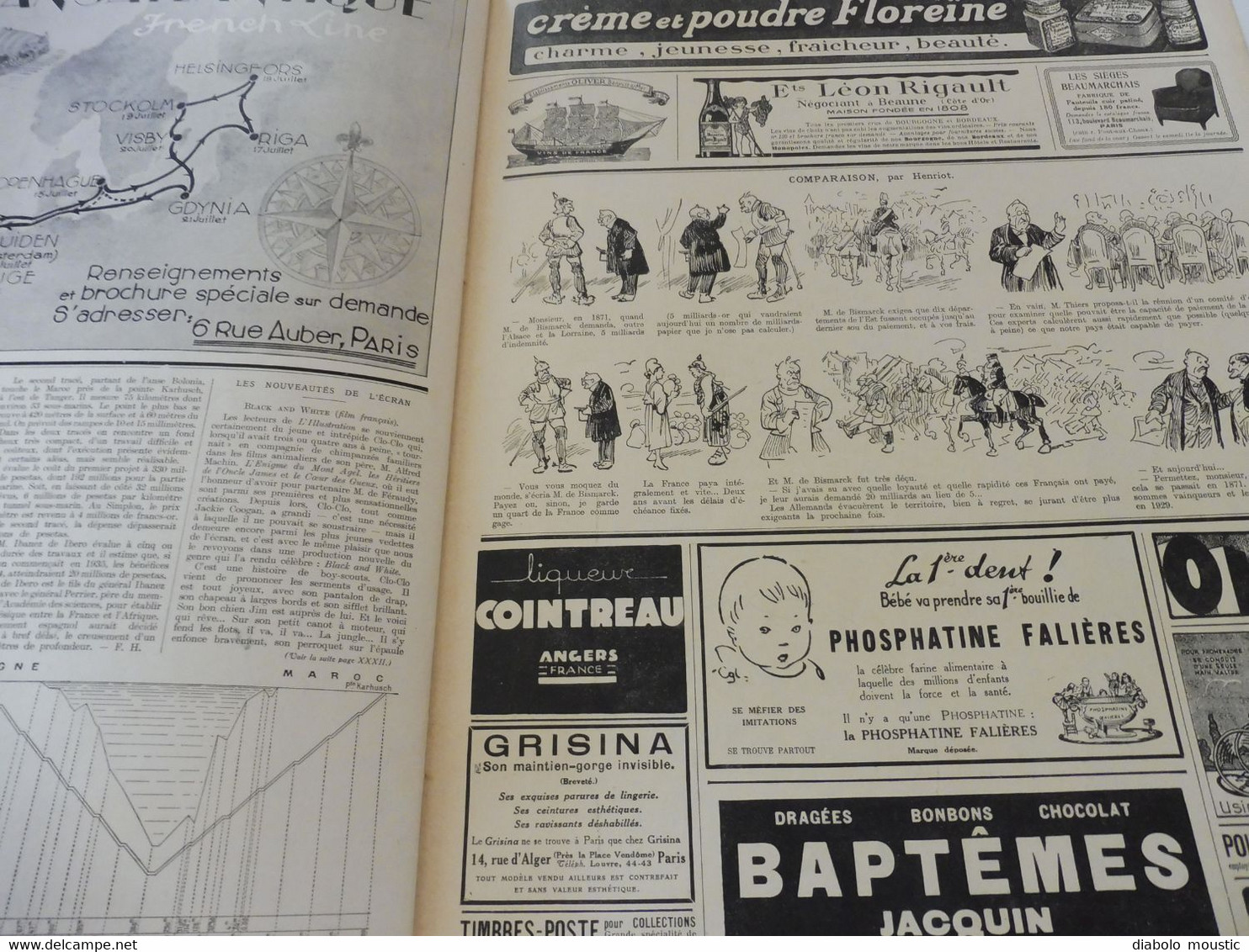 1929 :Croisière d'Alain Gerbault; Fête des narcisses à Montreux; Moulin de la Roche à Jouy-St-Prest; etc