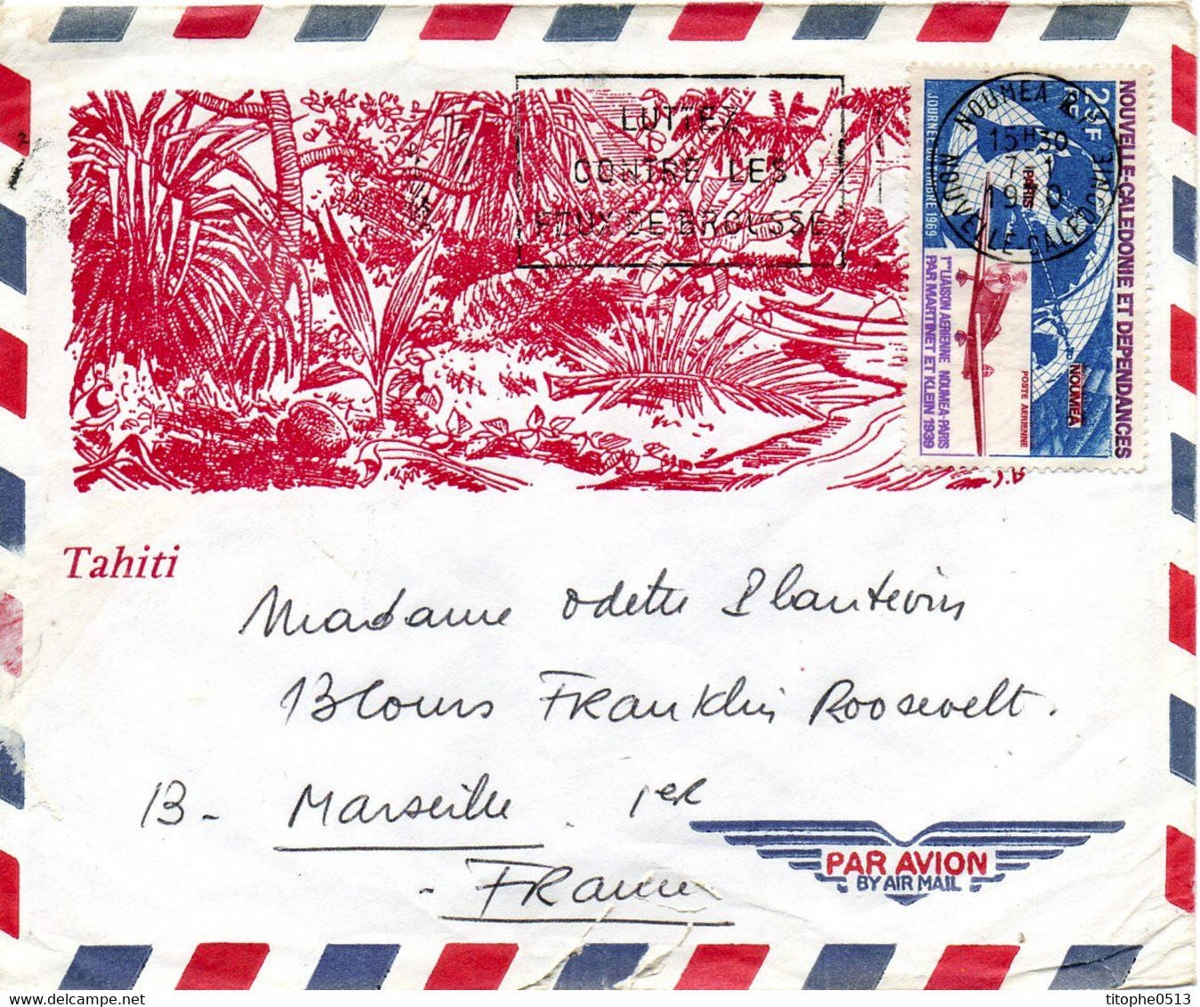 NOUVELLE-CALEDONIE. PA 102 De 1969 Sur Enveloppe Ayant Circulé. Avion. - Lettres & Documents