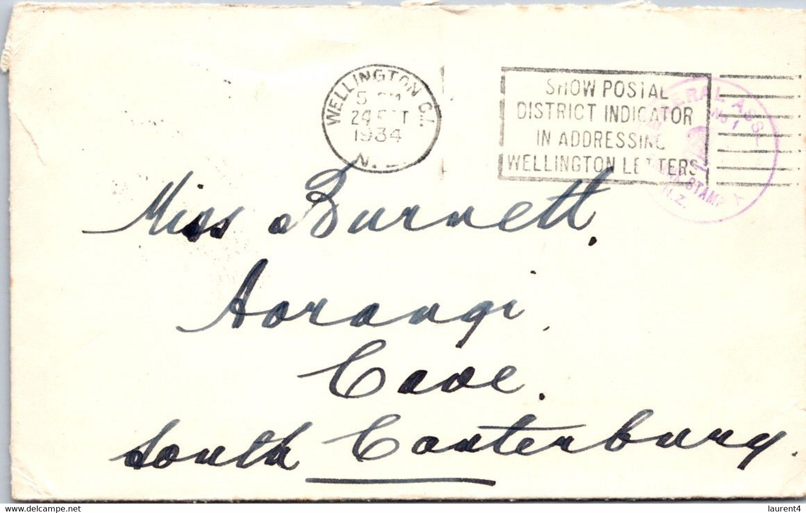 (3 A 18) New Zealand Postmark On Cover (1 Cover) No Stamps - House Of Representatives In Wellington - 1934 - Lettres & Documents