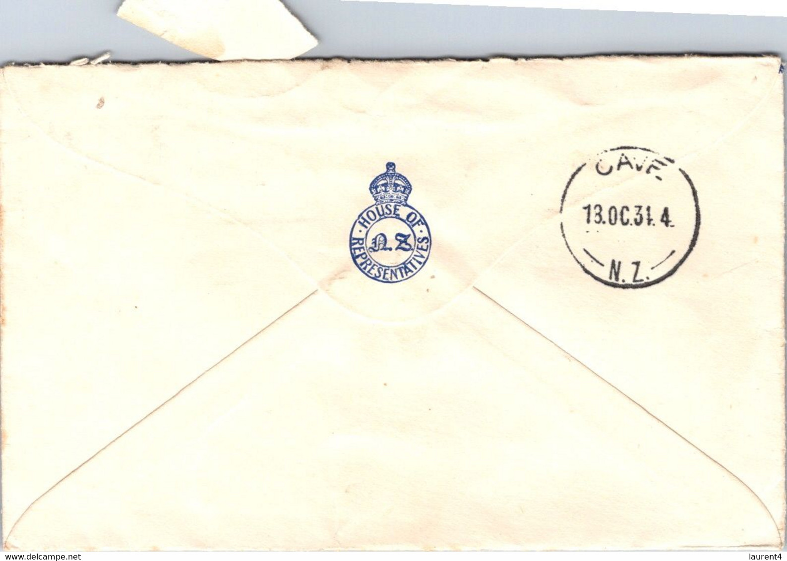 (3 A 18) New Zealand Postmark On Cover (1 Cover) No Stamps - House Of Representatives In Wellington - 1934 - Covers & Documents