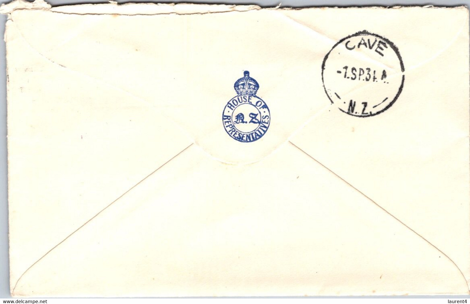 (3 A 18) New Zealand Postmark On Cover (1 Cover) No Stamps - House Of Representatives In Wellington - 1934 - Covers & Documents