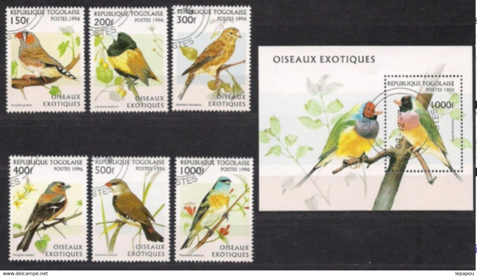 Togo 1996 - 6 Valeurs + 1 Bloc "Oiseaux Divers"  Oblitérées   Used - Ostriches