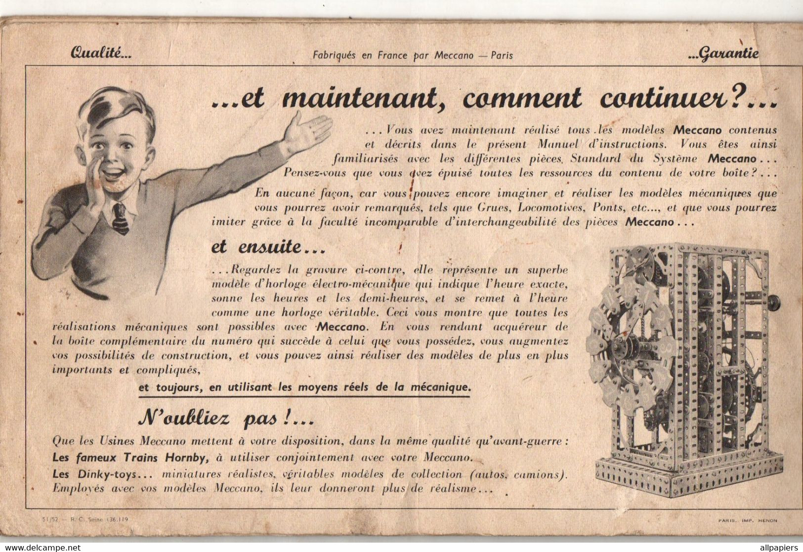 Manuel D'instructions 3 Meccano La Mécanique En Miniature - Format : 31x19 cm Soit 37 pages - Meccano