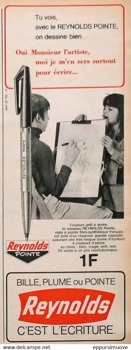 Advertising - Publicité papier STYLO PEN REYNOLDS 1967 PIL 389 P1058402