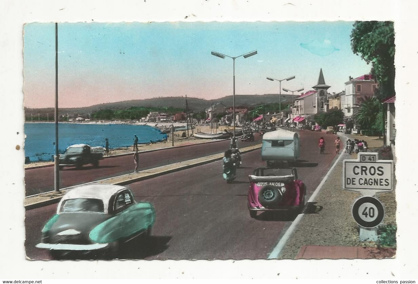 Cp , Automobiles ,caravanne , Scooters,06,CROS DECAGNES,vuesur La Ville ,voyagée1954, Ed.S.I.C.A - Voitures De Tourisme