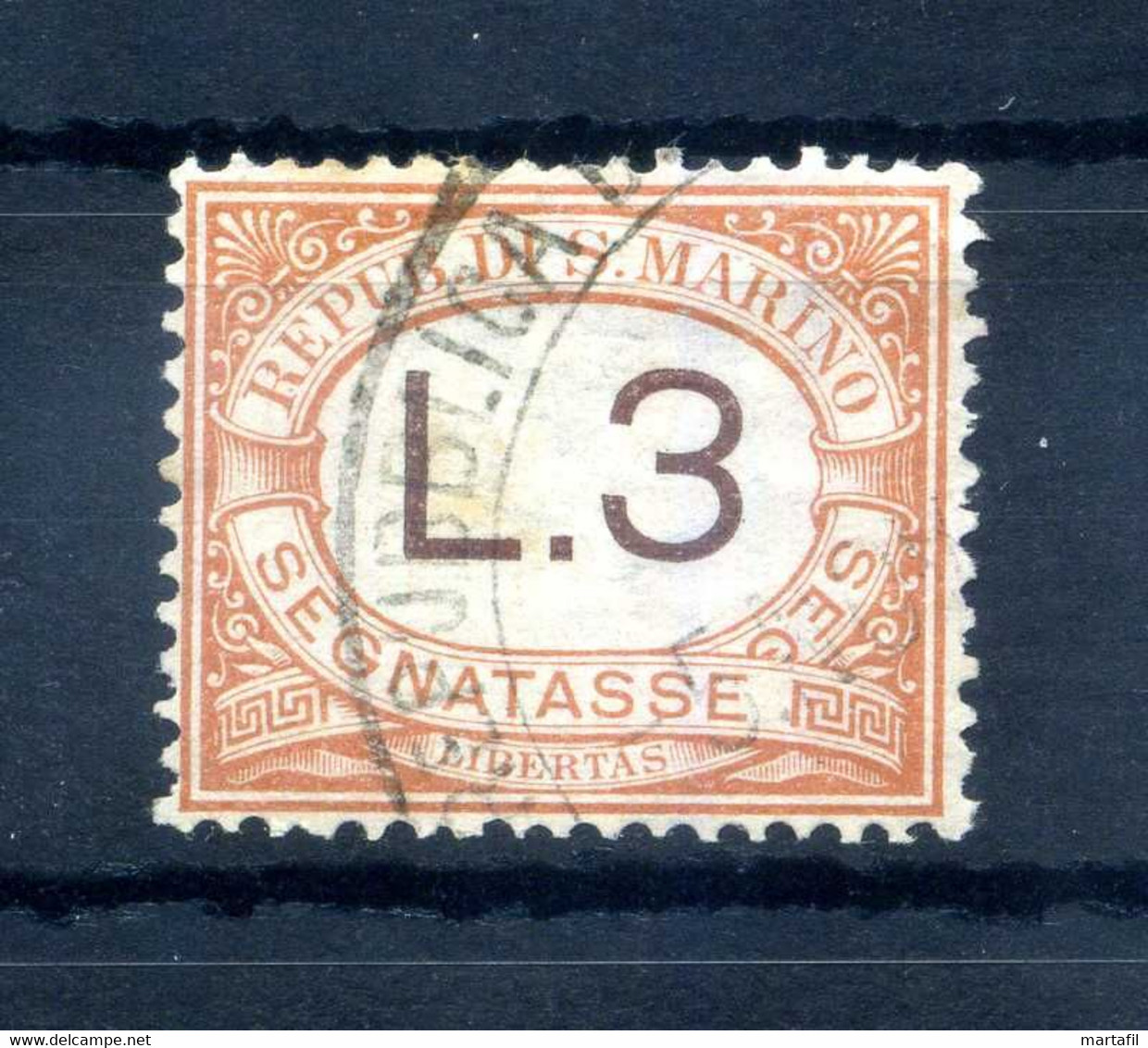 1925 SAN MARINO SEGNATASSE N.25 USATO 3 LIRE - Strafport