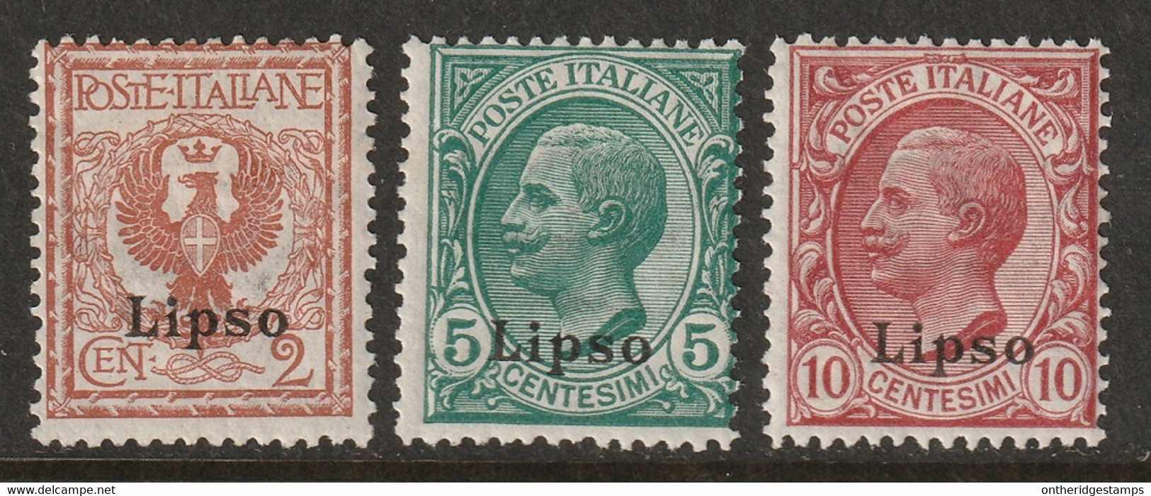 Italy Aegean Lisso 1912 Sc 1-3 Egeo Lipso Sa 1-3 MH* Some Crazed Gum - Aegean (Lipso)