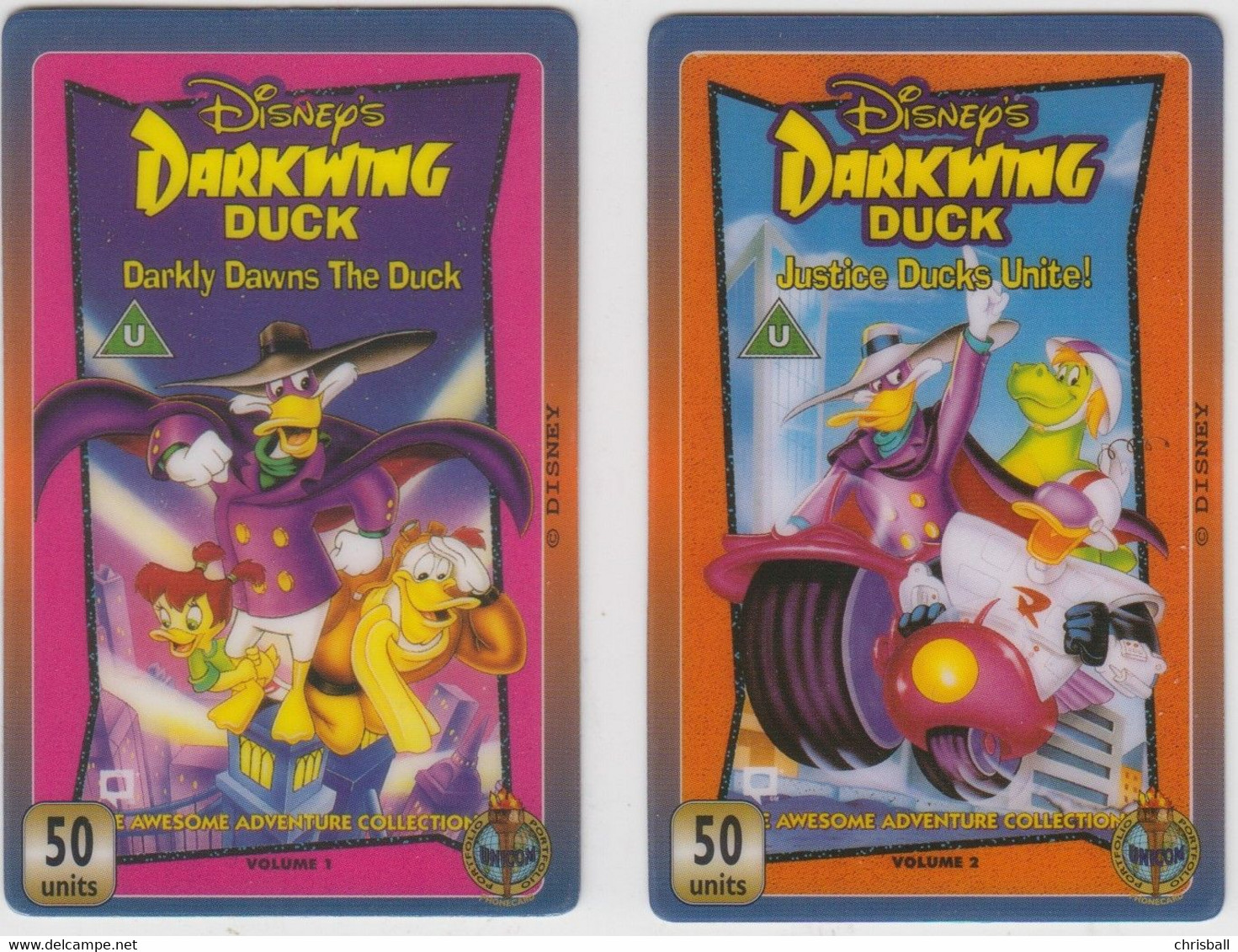 UK Phonecard Disney Darkwing Duck Pair Cards - Mint Remote Memory - [ 8] Firmeneigene Ausgaben