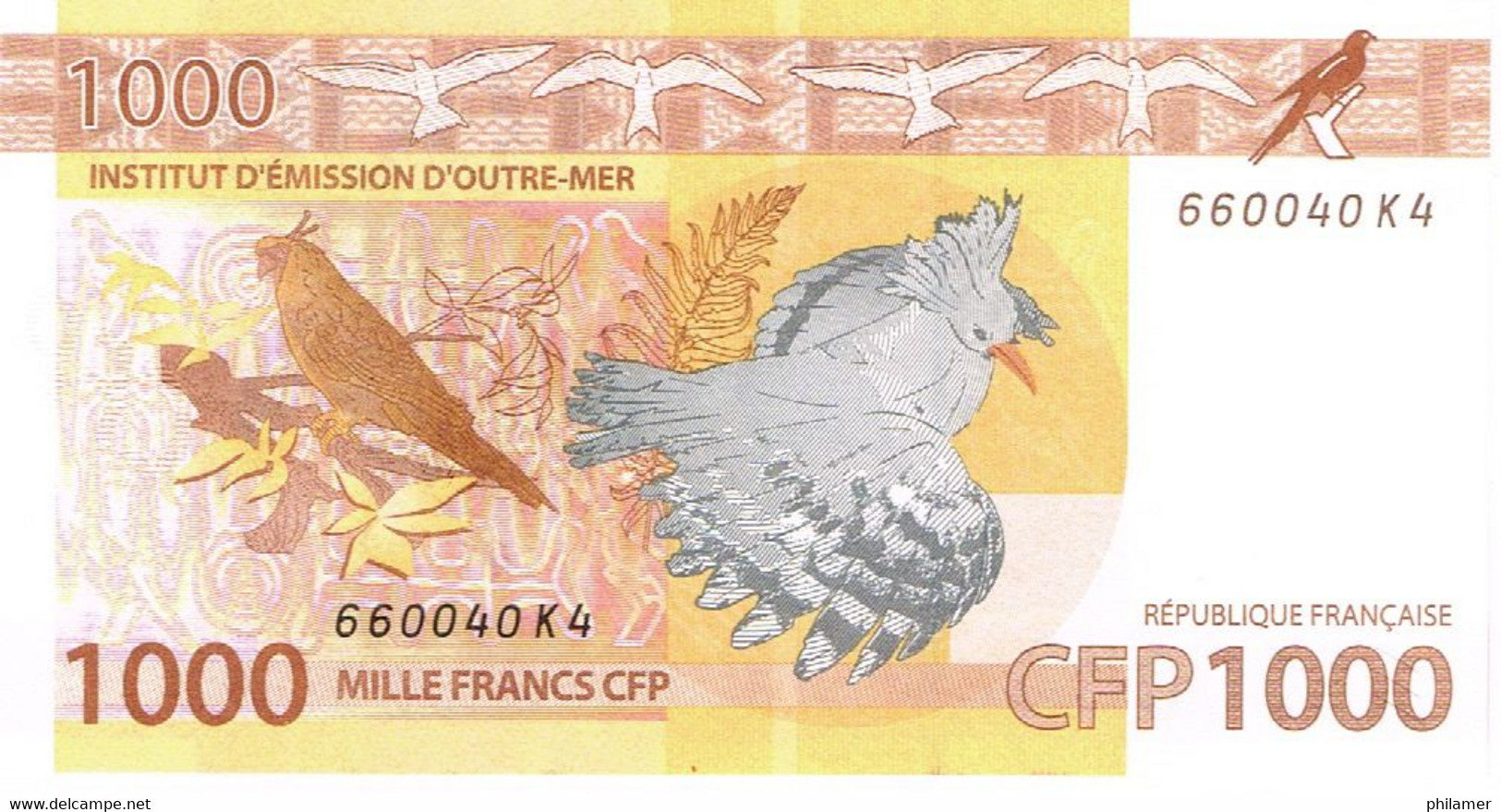 K4 Nouvelle Caledonie Caledonia Wallis Polynesie Francaise IEOM 1000 F Cagou Oiseau Perruche Tortue Raie UNC Neuf - Nouvelle-Calédonie 1873-1985