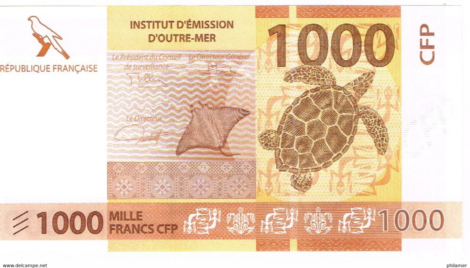 K4 Nouvelle Caledonie Caledonia Wallis Polynesie Francaise IEOM 1000 F Cagou Oiseau Perruche Tortue Raie UNC Neuf - Nouméa (Nuova Caledonia 1873-1985)