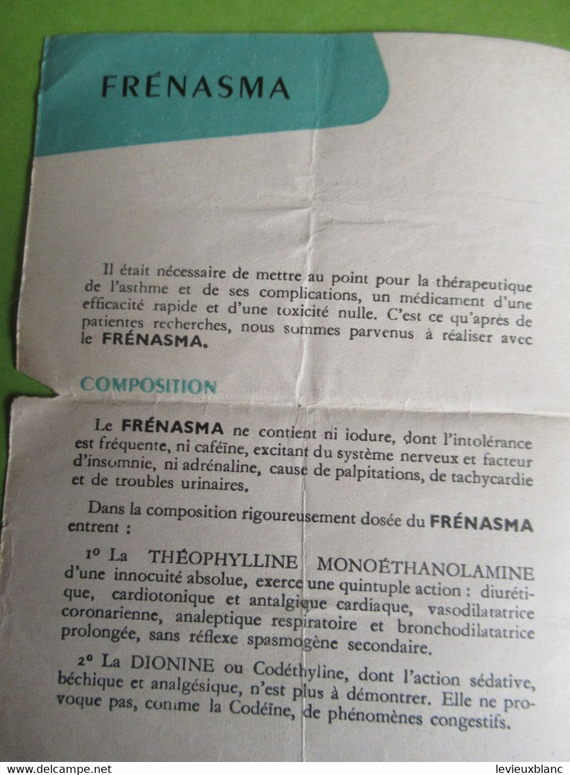 Médicament/ Notice D'utilisation/ Traitement Scientifique De L'Asthme/FRENASMA/Gastrhéma-Paris/ Vers 1950-60  PARF233 - Accessories