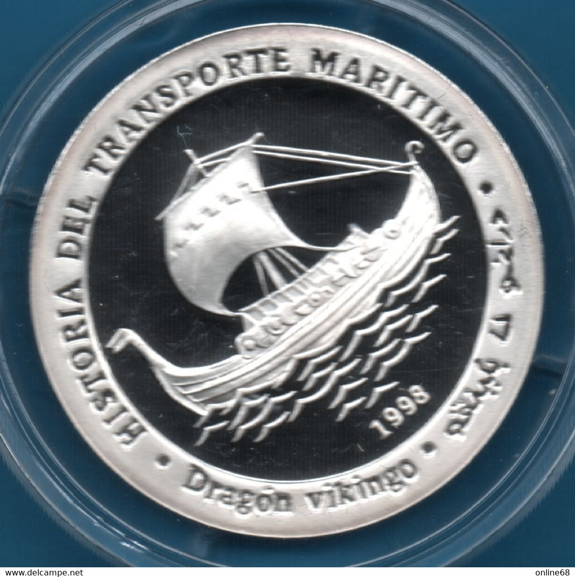 SAHARAUI Western Sahara  1000 PESETAS 1998  	KM# 43  Argent 999‰ Silver  PROOF Viking Ship TRANSPORTE MARITIMO - Western Sahara