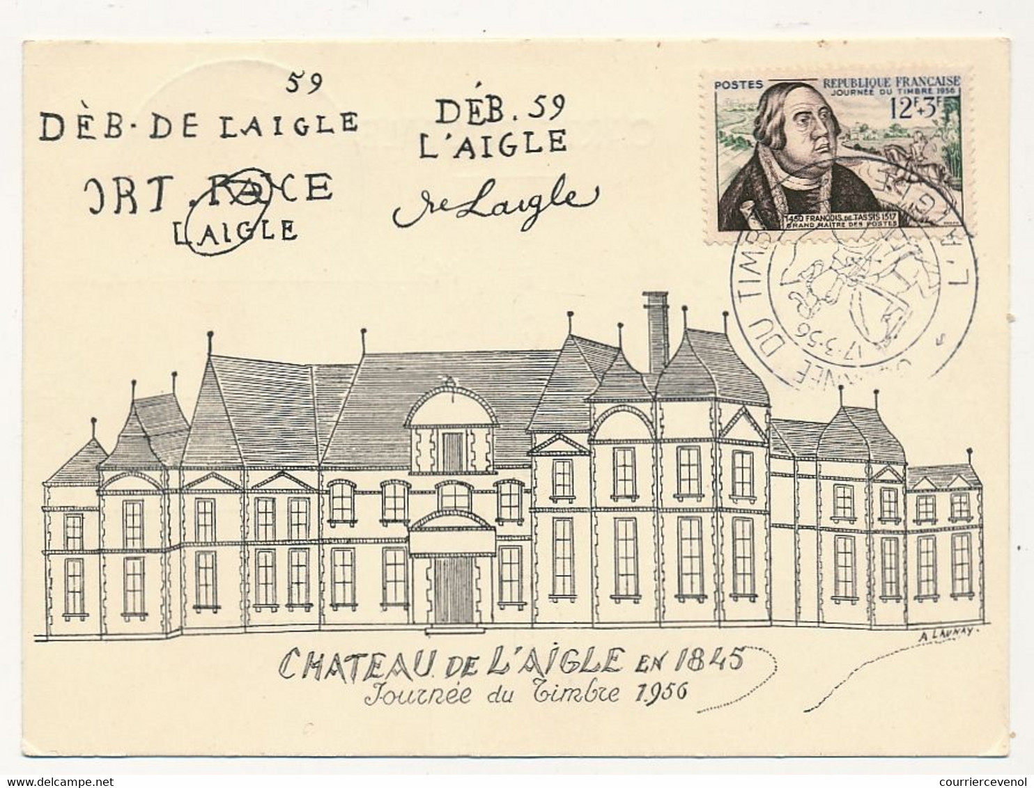 FRANCE => Carte Locale "Journée Du Timbre" 1956 - François De Tassis - L'AIGLE - 17/3/1956 - Stamp's Day