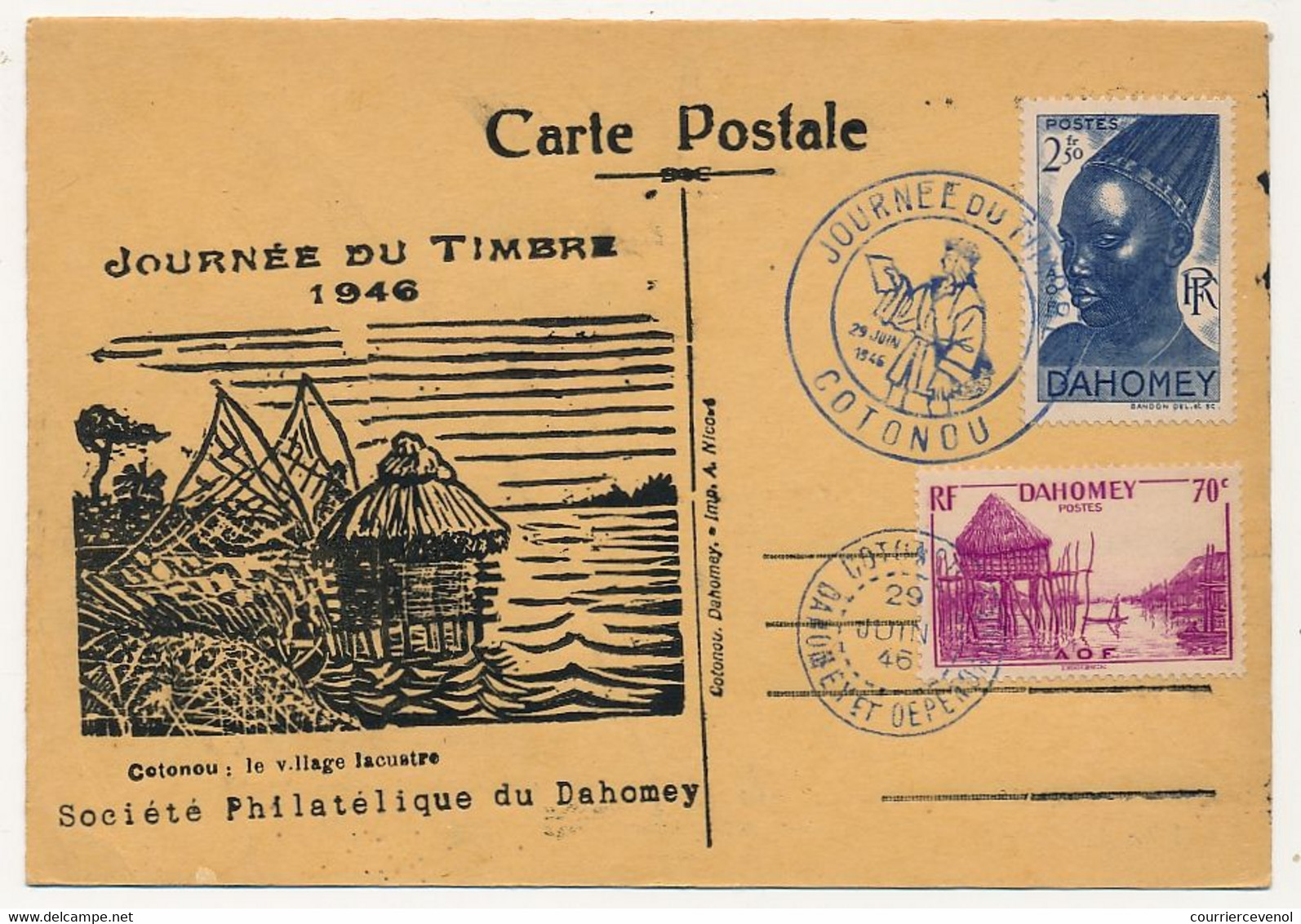 DAHOMEY - Carte Locale - Journée Du Timbre 1946 - COTONOU - 29 Avril 1946 - Storia Postale