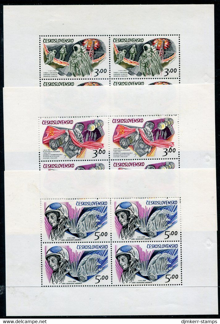 CZECHOSLOVAKIA 1973 Space Exploration In Sheetlets Of 4 MNH / **  Michel 2135-37 Kb - Blocs-feuillets