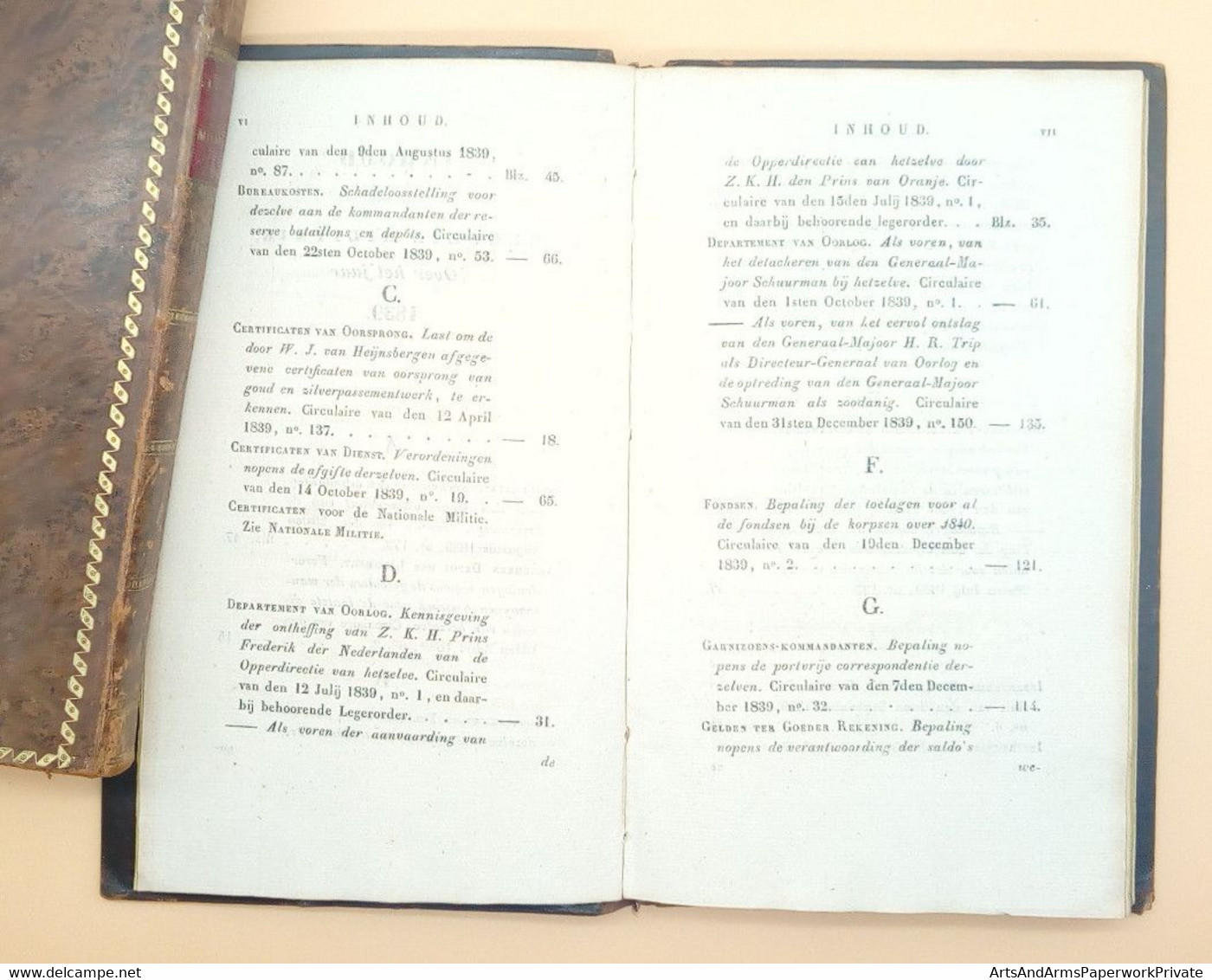 Militaria, Nederland, Landmacht, Departement Van Oorlog, 1839 - Niederländisch