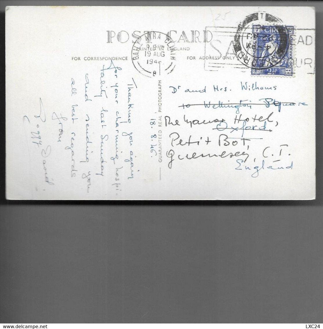 POSTCARD EIRE STAMP CIRCULATED IN 1946 - Brieven En Documenten