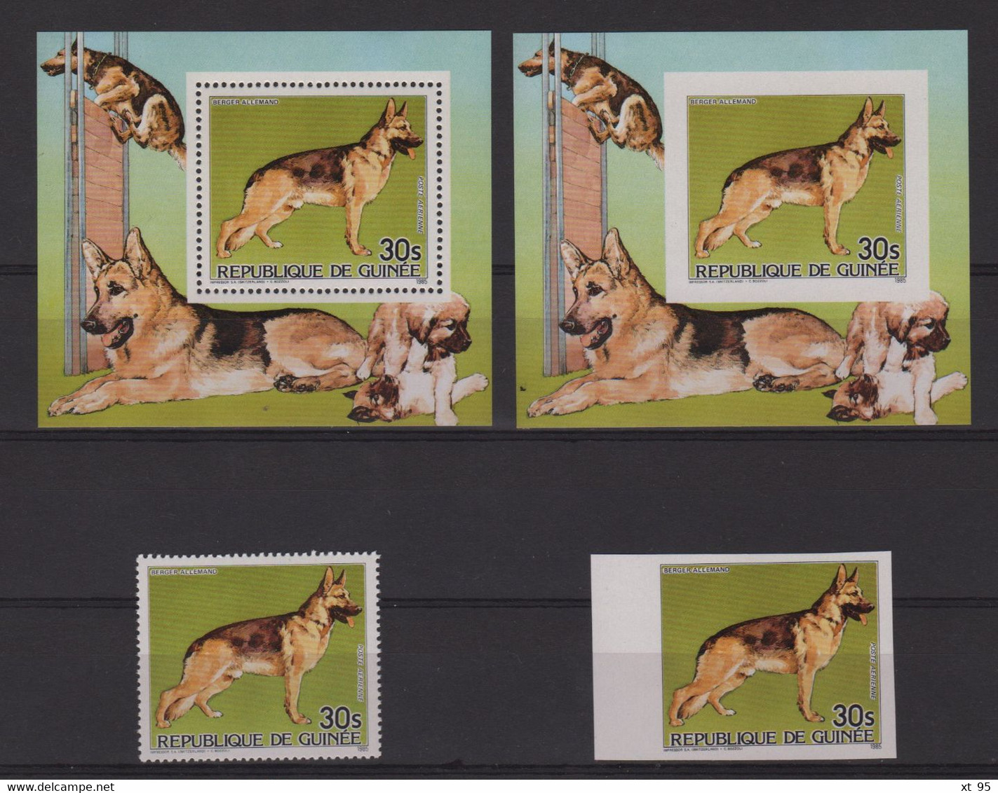 Guinee - PA N°185 Timbre + Bf Denteles Non Denteles - Faune Chien - Berger Allemand - ** Neuf Sans Charniere - Guinea (1958-...)