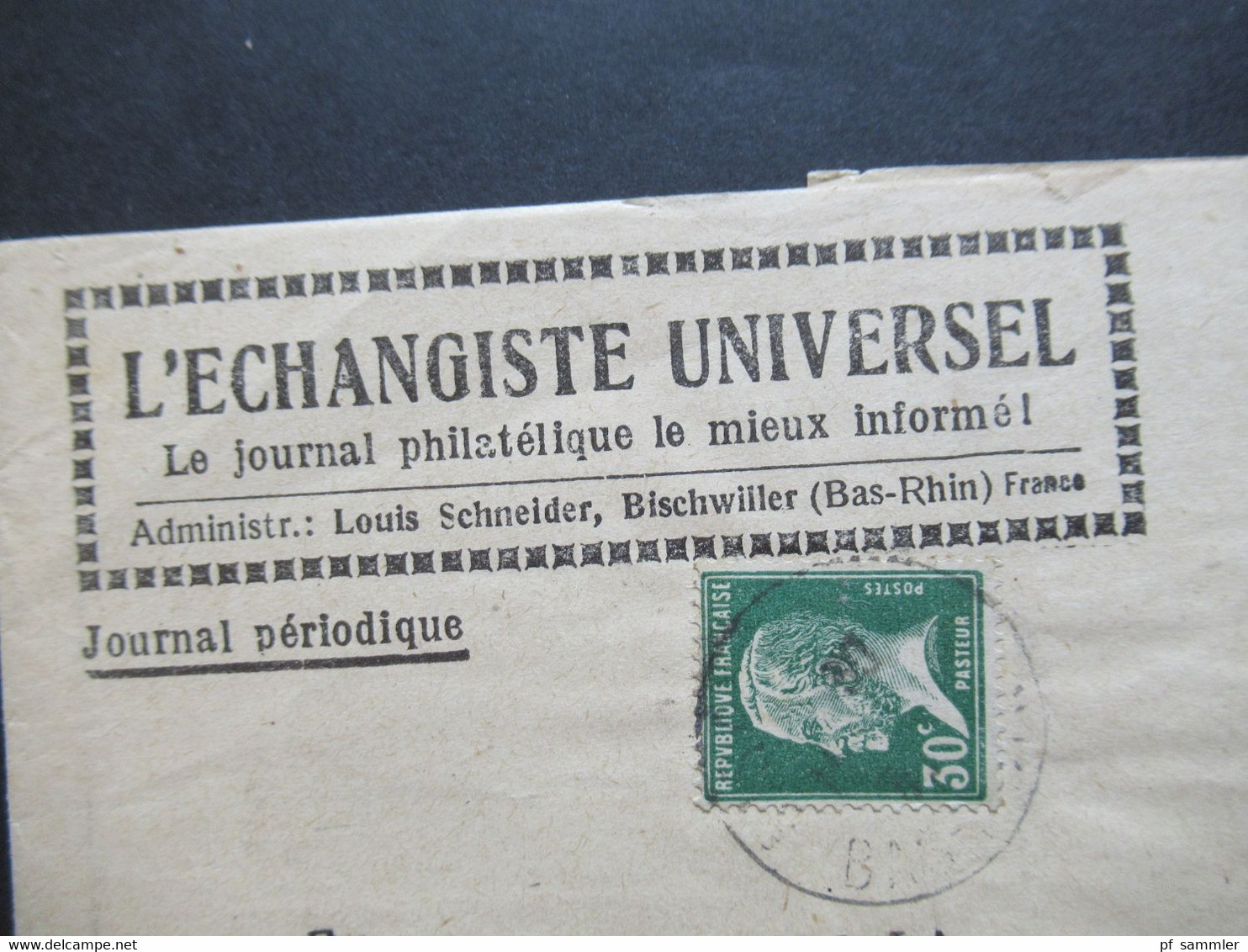 Frankreich Illustriertes Streifband L'Echangiste Universel Journal Philatelique Bischwiller Elsass Nach Dornbin Österrei - Covers & Documents