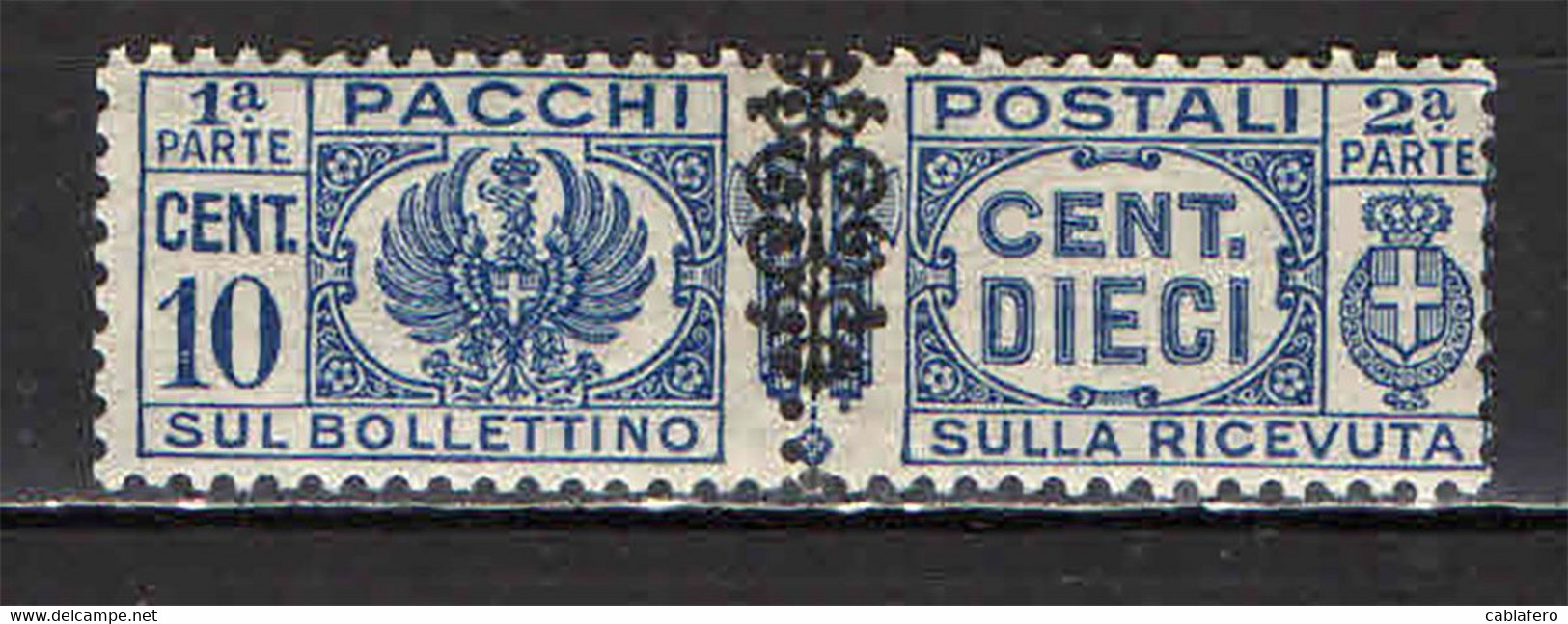 ITALIA LUOGOTENENZA - 1945 - PACCHI POSTALI SOVRASTAMPATI CON UN FREGIO IN NERO AL CENTRO - 10 CENT. - MNH - Colis-postaux