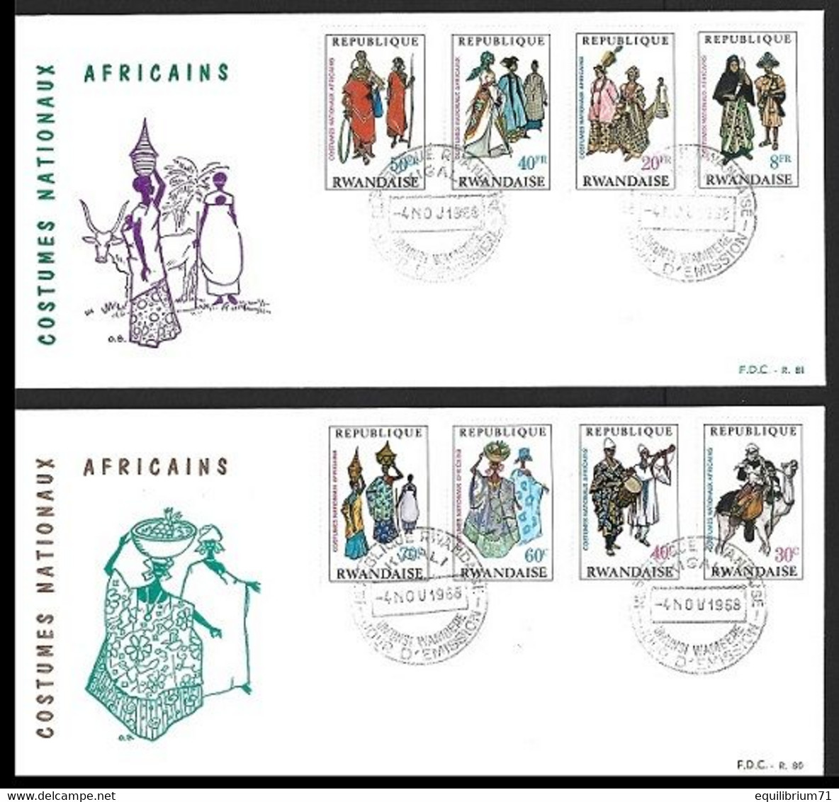 269/76° FDC - Costumes Nationaux I / Nationale Klederdrachten I / Trachten I / National Costumes I - RWANDA - 1962-1969