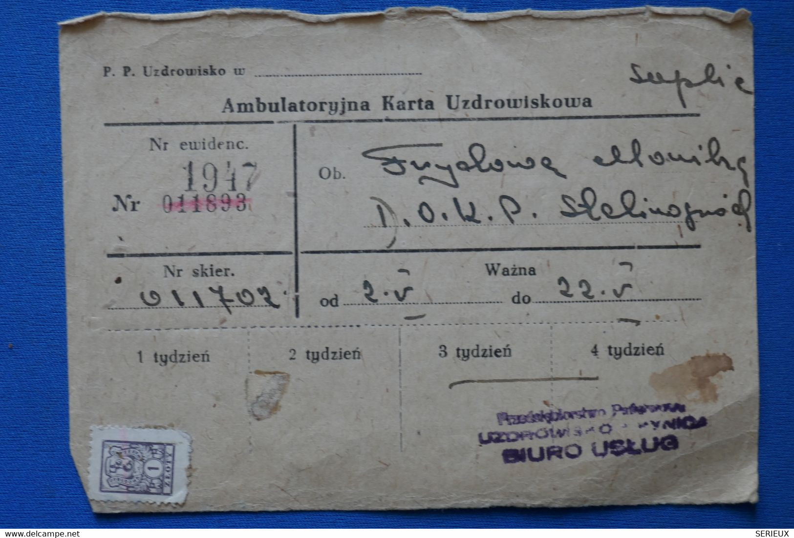 AC7  POLSKA   BELLE  CARTE TICKET 1947    ++   AFFRANCHISSEMENT INTERESSANT - Frankeermachines (EMA)