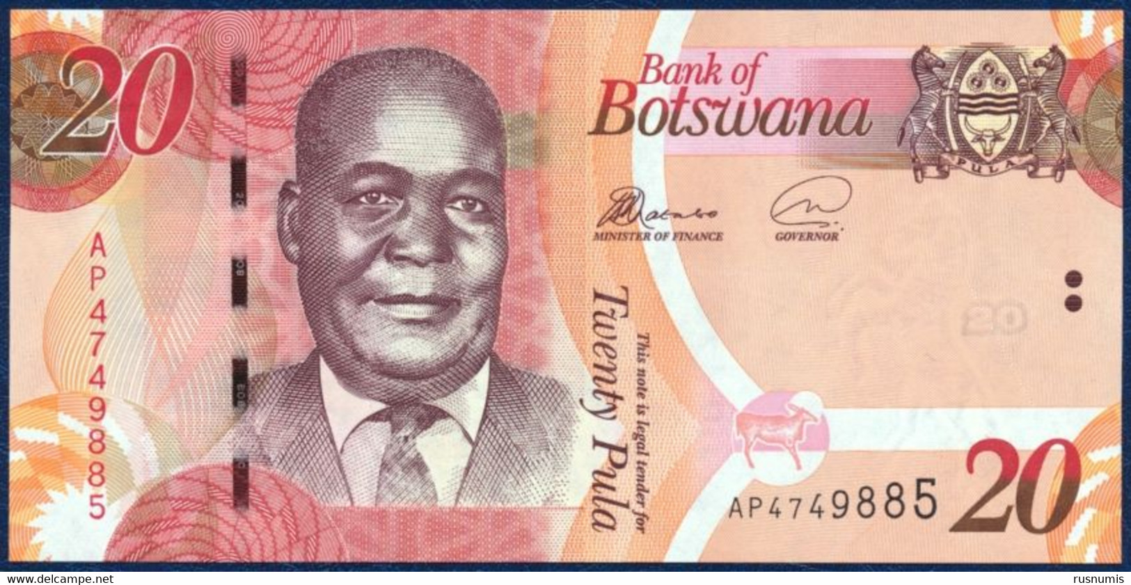 BOTSWANA 20 PULA P-NEW Oberthur Fiduciaire 2019 UNC - Botswana