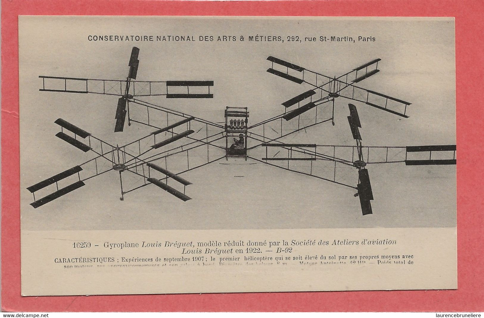 GYROPLANE LOUIS  BREGUET  MODELE  REDUIT   EXPERIENCES SEPTEMBRE 1907 - ....-1914: Précurseurs