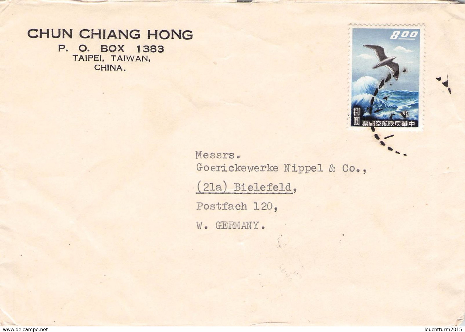 TAIWAN - AIR MAIL TAIPEI > BIELEFELD/DE Mi #329  / GR112 - Lettres & Documents