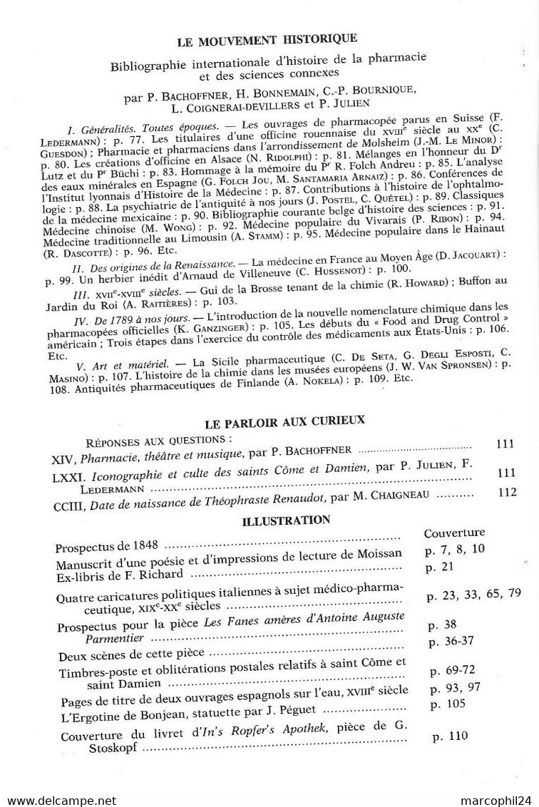 REVUE D'HISTOIRE De La PHARMACIE - N° 260, T XXXI, 1984 = Henri MOISSAN + ALCHIMIE + CARICATURES POLITIQUES ITALIENNES - Medicine & Health