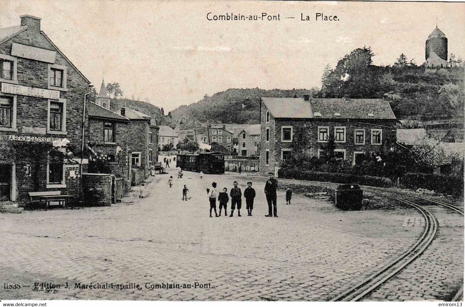 Comblain Au Pont La Place Tram à Vapeur Hôtel Belle Vue édit Maréchal - Lapaille - Comblain-au-Pont